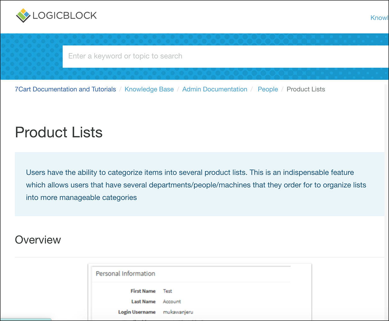 logicblock website product list overview